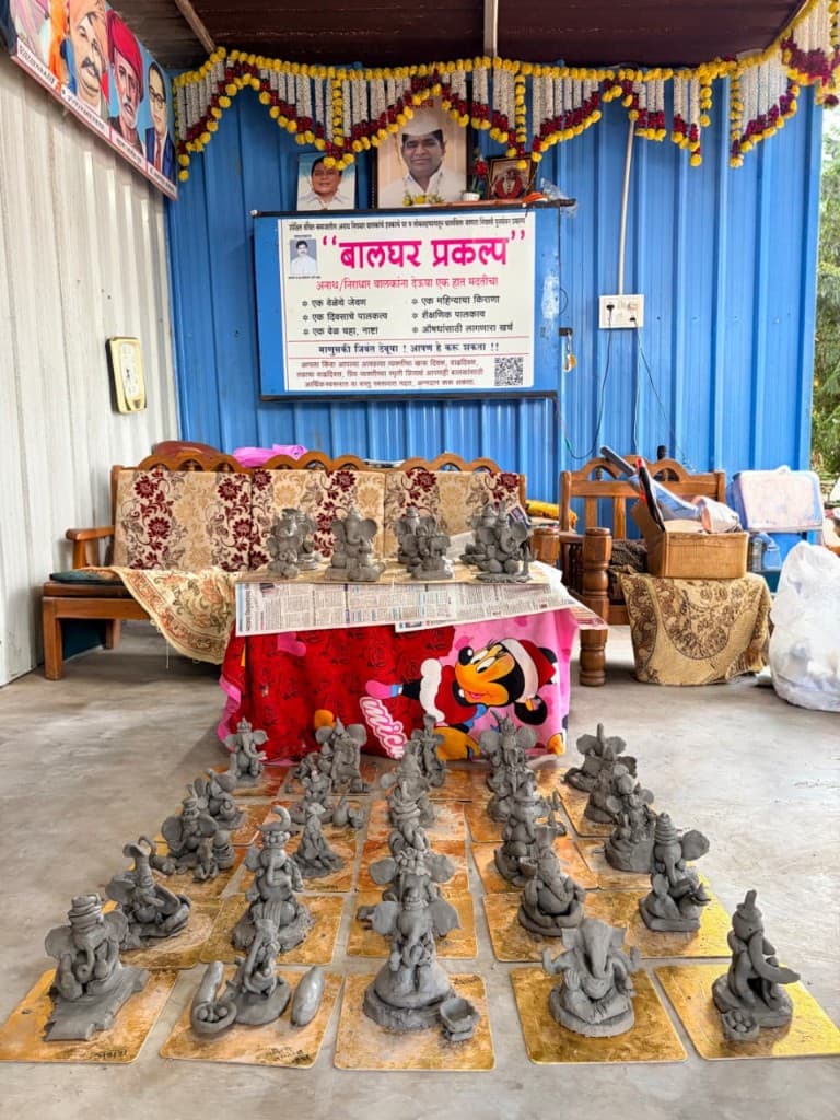 Thirty-one shadu-clay Ganpati idols made at the workshop